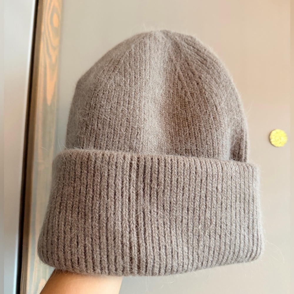 Tan Rabbit Fur Knitted Hat